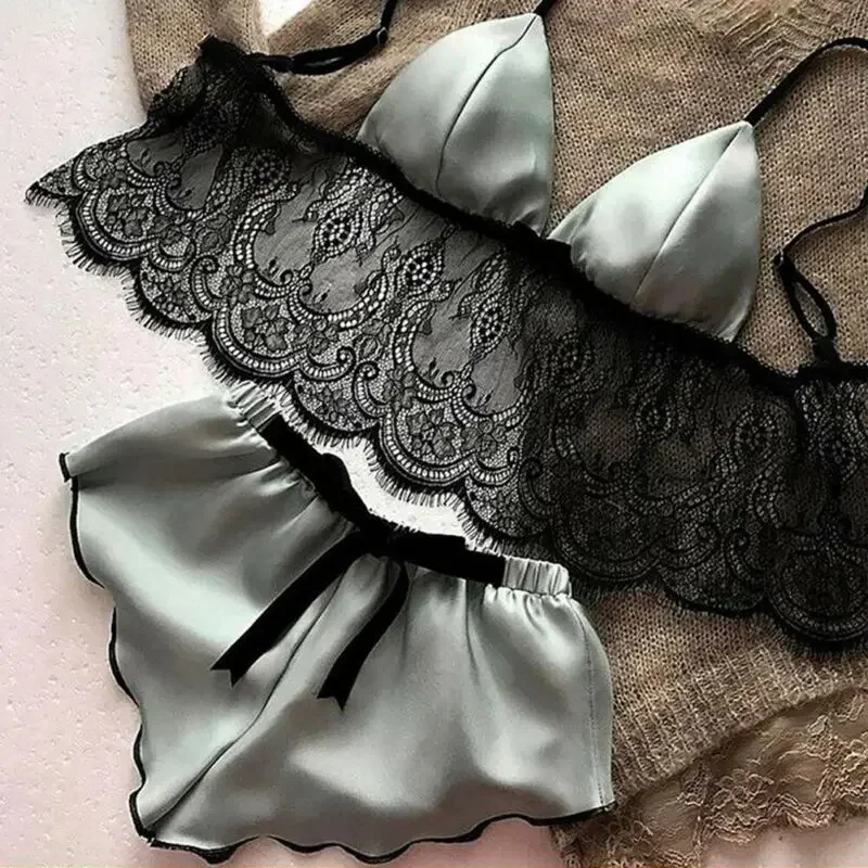 Women's Underwear Sexy Silk Sa - Lace Bralette Set incelemesi ve fiyatı
